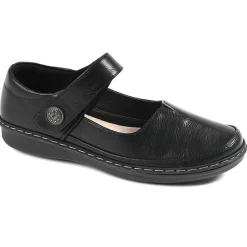 LADY CONFORT Ballerines A Brides Femme Noir Avec Boutons Fantaisies |Femme Chaussures Confort
