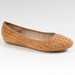 VICE VERSA Ballerines Ajourees Femme Camel Avec Strass |Femme Ballerines