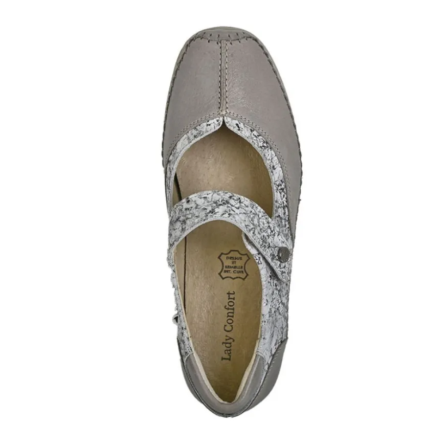 LADY CONFORT Ballerines Confort Femme Argente A Brides |Femme Chaussures Confort