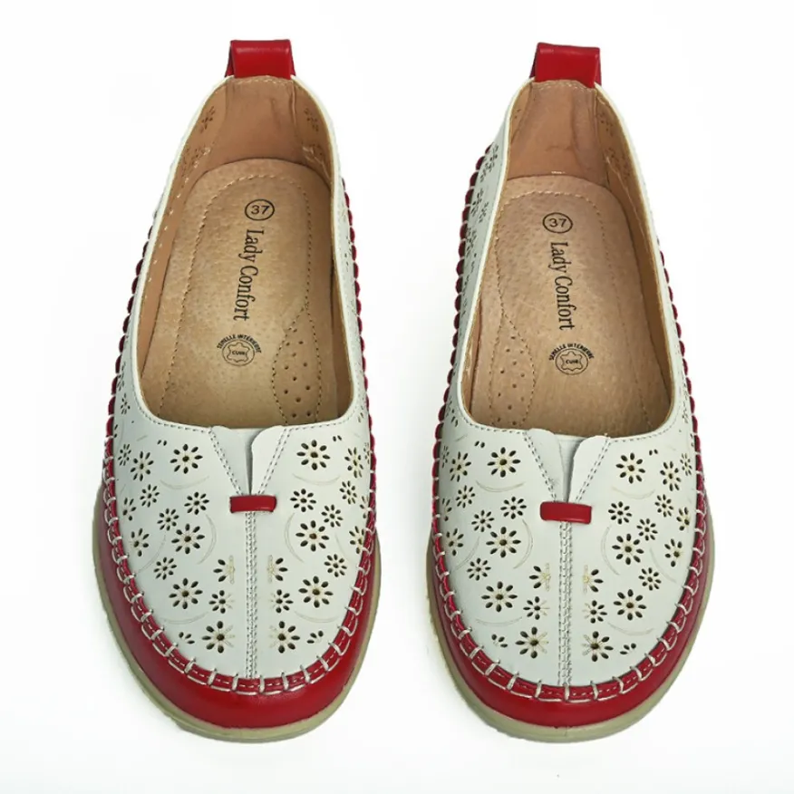 LADY CONFORT Ballerines Confort Femme Blanc Ajouree |Femme Chaussures Confort