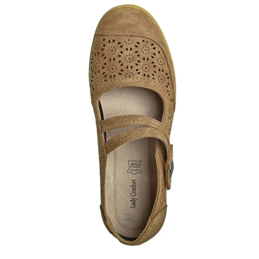 LADY CONFORT Ballerines Confort Femme Marron Semelles Souples |Femme Chaussures Confort