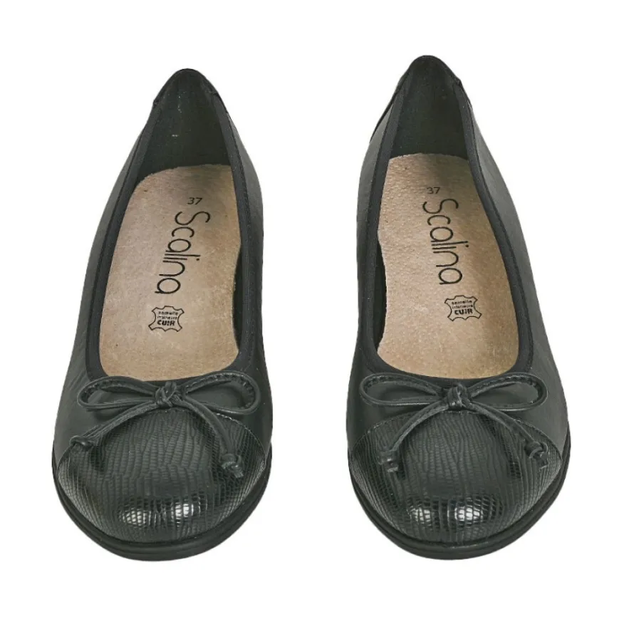 SCALINA Ballerines Confort Femme Noir A Noeud |Femme Chaussures Confort
