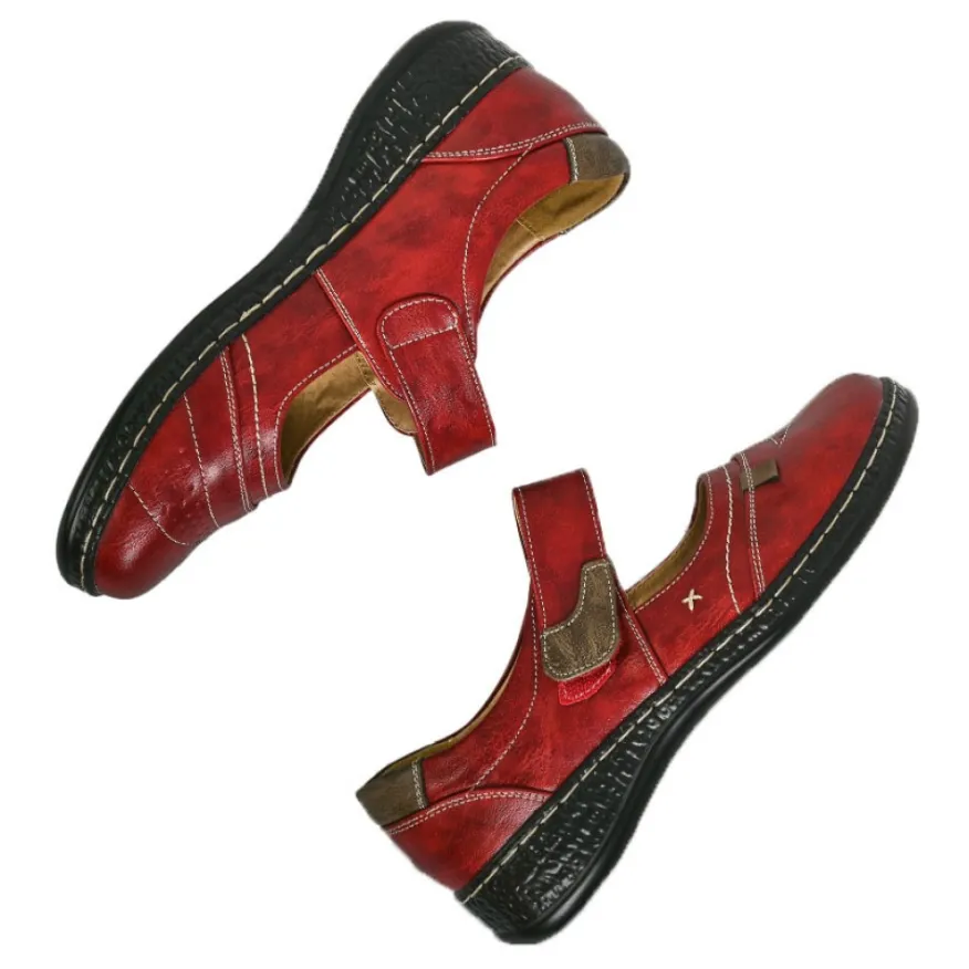LADY CONFORT Ballerines Confort Femme Rouge Bordeaux A Brides |Femme Chaussures Confort