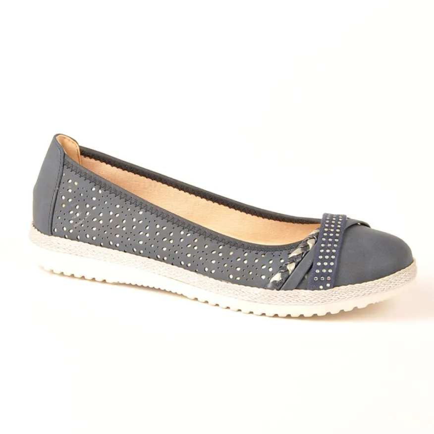 SCALINA Ballerines Femme Bleu Marine |Femme Chaussures Confort