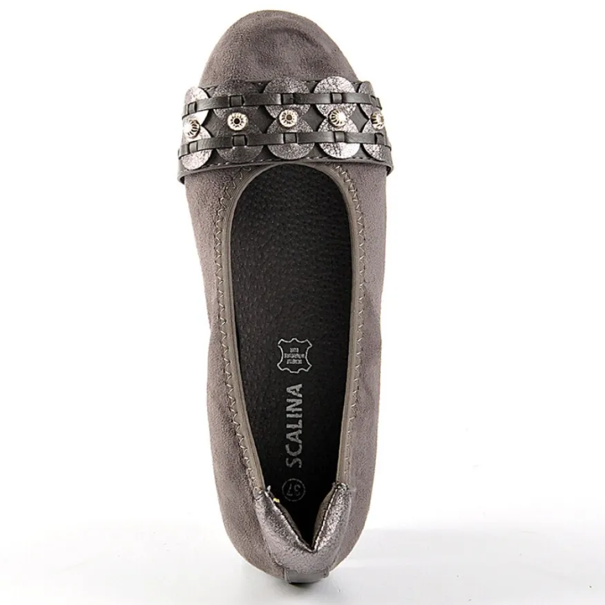SCALINA Ballerines Femme Gris |Femme Chaussures Confort
