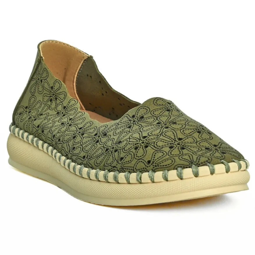 SCALINA Ballerines Femme Kaki |Femme Chaussures Confort