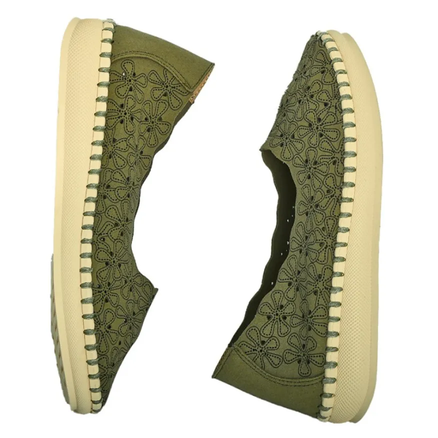 SCALINA Ballerines Femme Kaki |Femme Chaussures Confort
