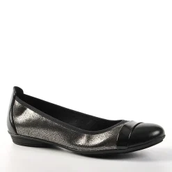 SCALINA Ballerines Femme Noires Et Argentees Semelles Souples |Femme Chaussures Confort