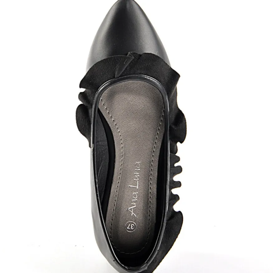 ANA LUNA Ballerines Pointues Femme Noir |Femme Ballerines
