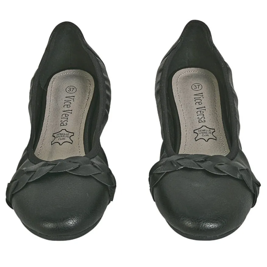 VICE VERSA Ballerines Souples Femme Noir A Tresse |Femme Ballerines