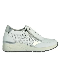 LADY CONFORT Basket Femme Blanc Et Argent |Femme Chaussures Confort