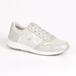 STREET LIFE Baskets Avec Effet Reptile Argente|Femme Baskets, Sneakers