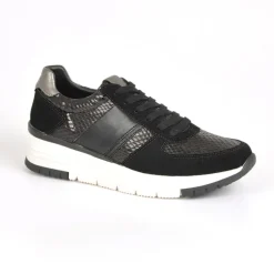 STREET LIFE Baskets Avec Effet Reptile Noir|Femme Baskets, Sneakers