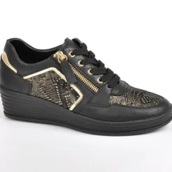 SCALINA Baskets Compensees Femme Noir Semelles Amovibles |Femme Chaussures Confort