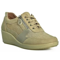 LADY CONFORT Baskets Confort Femme Beige |Femme Chaussures Confort
