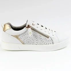 SCALINA Baskets Confort Femme Blanc Et Dore |Femme Chaussures Confort