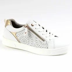SCALINA Baskets Confort Femme Blanc Et Dore |Femme Chaussures Confort