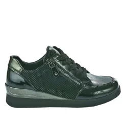 LADY CONFORT Baskets Confort Femme Noir Avec Fermeture Eclair |Femme Chaussures Confort