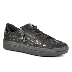 SCALINA Baskets Femme Avec Zip Pratique Sur Le Cote Noir|Femme Chaussures Confort