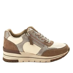 SCALINA Baskets Femme Beige Avec Fermeture Eclair |Femme Chaussures Confort