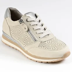 SCALINA Baskets Femme Beige Avec Semelles Amovibles |Femme Chaussures Confort