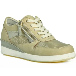 LADY CONFORT Baskets Femme Beige Effet Python |Femme Chaussures Confort