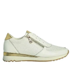 SCALINA Baskets Femme Blanc Et Dore |Femme Chaussures Confort