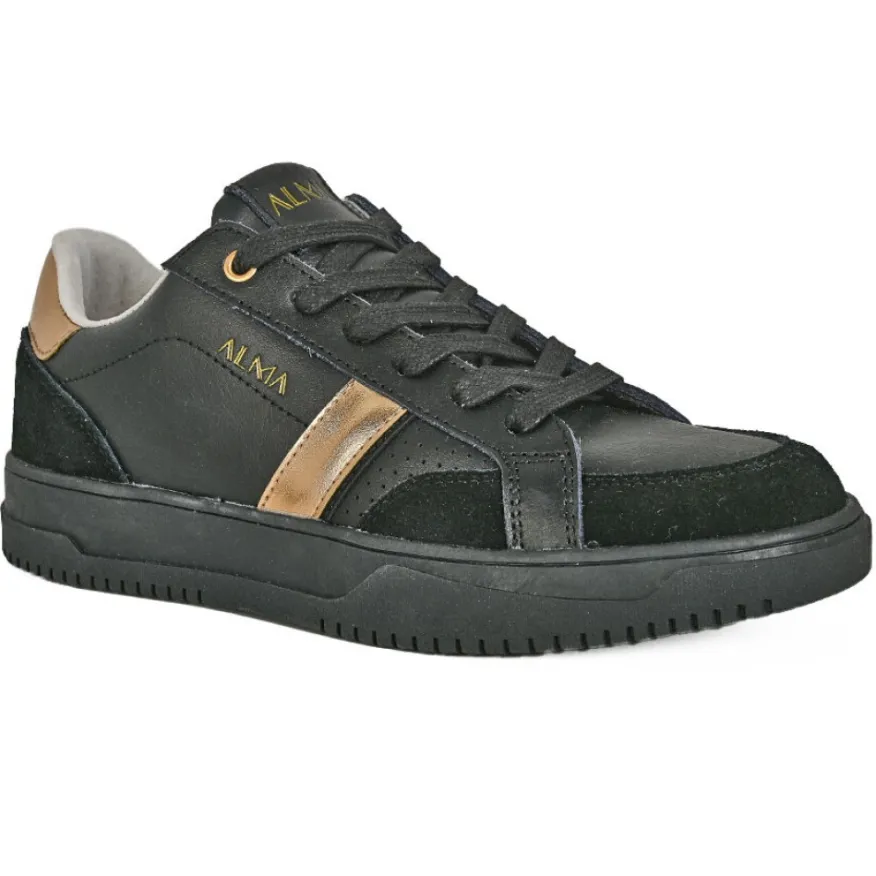 ALMA Baskets Femme En Cuir Noir |Femme Baskets, Sneakers