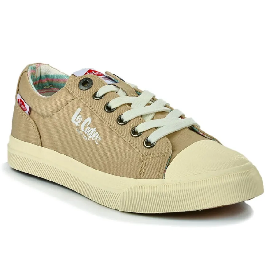 LEE COOPER Baskets Femme En Toile Beige |Femme Baskets, Sneakers