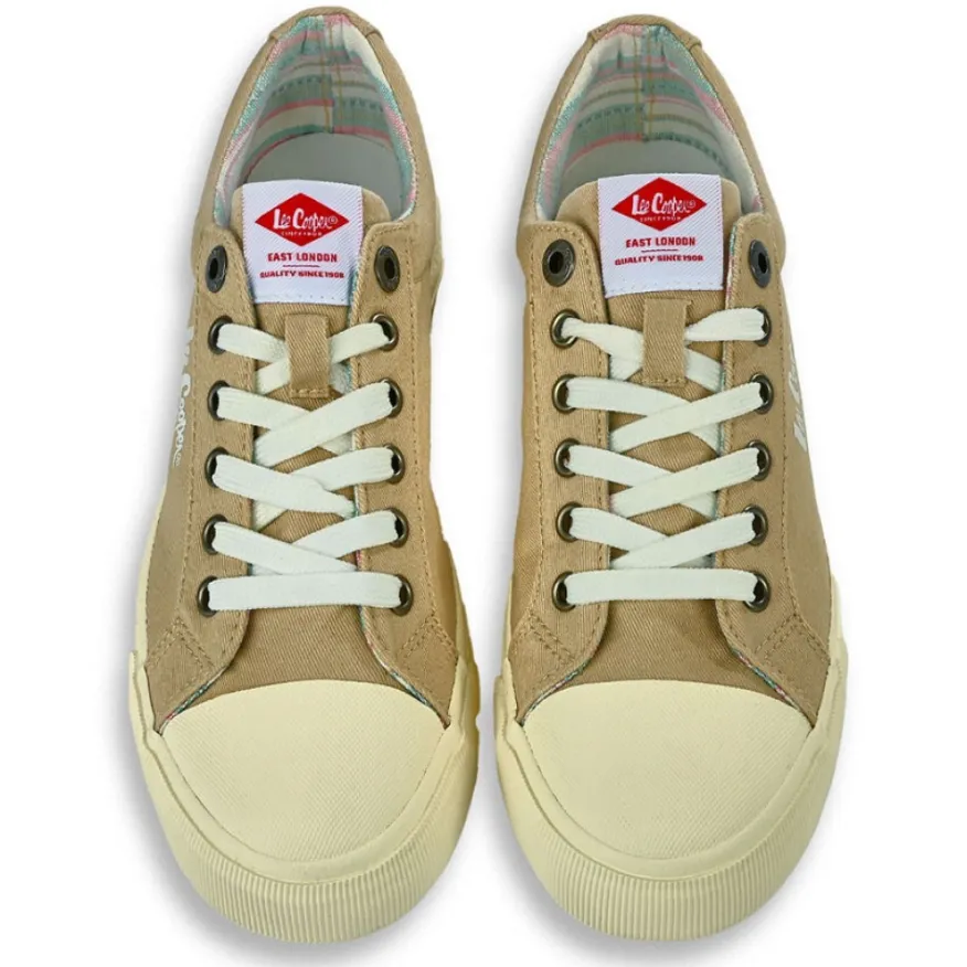 LEE COOPER Baskets Femme En Toile Beige |Femme Baskets, Sneakers