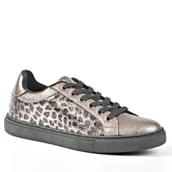 GIRL TIME Baskets Femme Motif Leopard Gris|Femme Baskets, Sneakers
