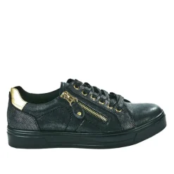 SCALINA Baskets Femme Noir Et Dore |Femme Chaussures Confort