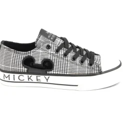 MICKEY Baskets Femme Toile Motif Prince De Galles|Femme Baskets, Sneakers