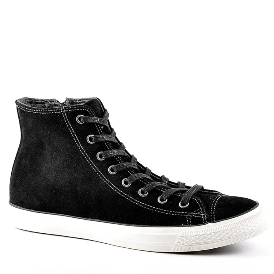 CARDIFF Baskets Montantes Aspect Velours Noir|Homme Baskets, Sneakers