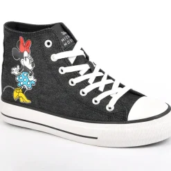 MICKEY Baskets Montantes Femme En Toile Noire |Femme Baskets, Sneakers