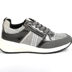 SCALINA Baskets Sneakers Femme Avec Zip Pratique Sur Le Cote Gris|Femme Chaussures Confort