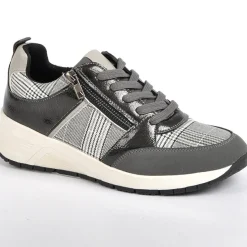 SCALINA Baskets Sneakers Femme Avec Zip Pratique Sur Le Cote Gris|Femme Chaussures Confort