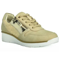 LADY CONFORT Baskets Zippees Femme Beige Effet Python |Femme Chaussures Confort