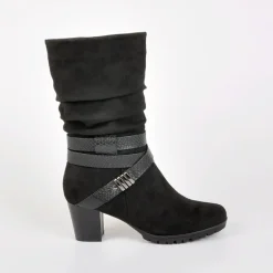 SCALINA Bottes A Talons Avec Brides Chevilles Noir|Femme Chaussures Confort