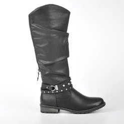 RELIFE Bottes Plates Femme Confort Noir|Femme Chaussures Confort