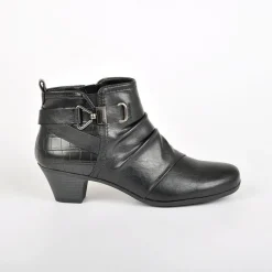 SCALINA Bottines A Talons Avec Boucles Metalliques Noir|Femme Chaussures Confort