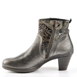 SCALINA Bottines A Talons Avec Effet Reptile Bronze|Femme Chaussures Confort