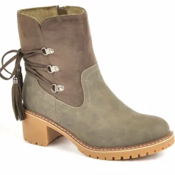 OUTSHOES Bottines A Talons Avec Pampilles Kaki|Femme Boots, Bottines