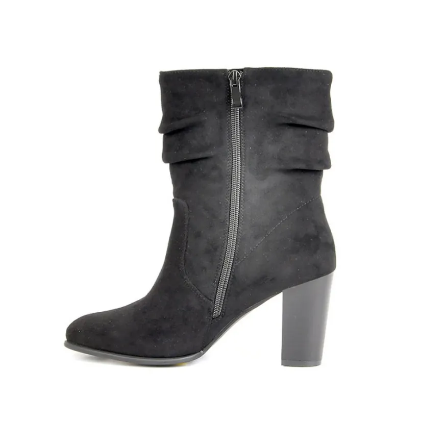 MASCARA Bottines A Talons Avec Tige Plissee Noir|Femme Boots, Bottines