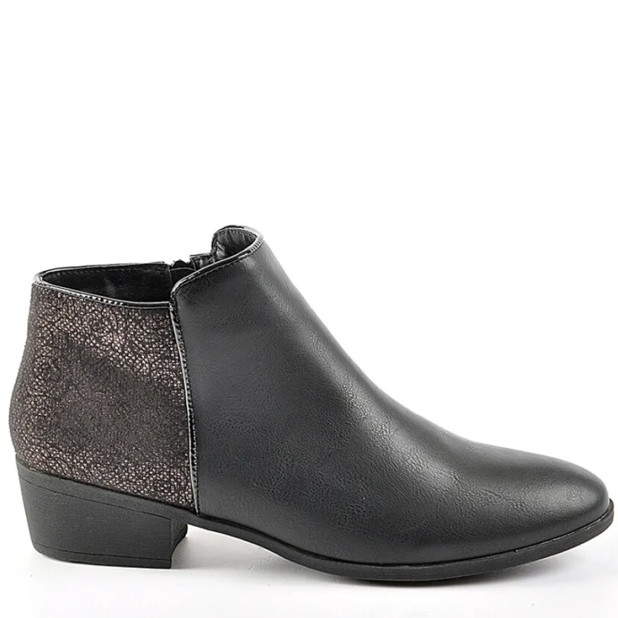 SCALINA Bottines A Talons Bi-Matieres Noir|Femme Chaussures Confort
