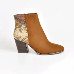 MASCARA Bottines A Talons Femme Avec Effet Reptile Marron|Femme Boots, Bottines