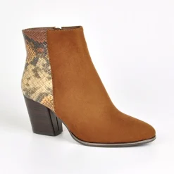 MASCARA Bottines A Talons Femme Avec Effet Reptile Marron|Femme Boots, Bottines