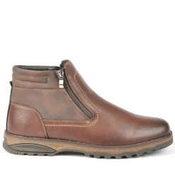 OUTSHOES Bottines Avec Zip Pratique Sur Le Cote Marron|Homme Boots, Bottines