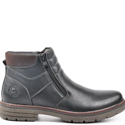 OUTSHOES Bottines Avec Zip Pratique Sur Le Cote Compagnie Noir|Homme Boots, Bottines