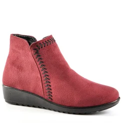 LADY CONFORT Bottines Compensees Aspect Velours Bordeaux|Femme Chaussures Confort